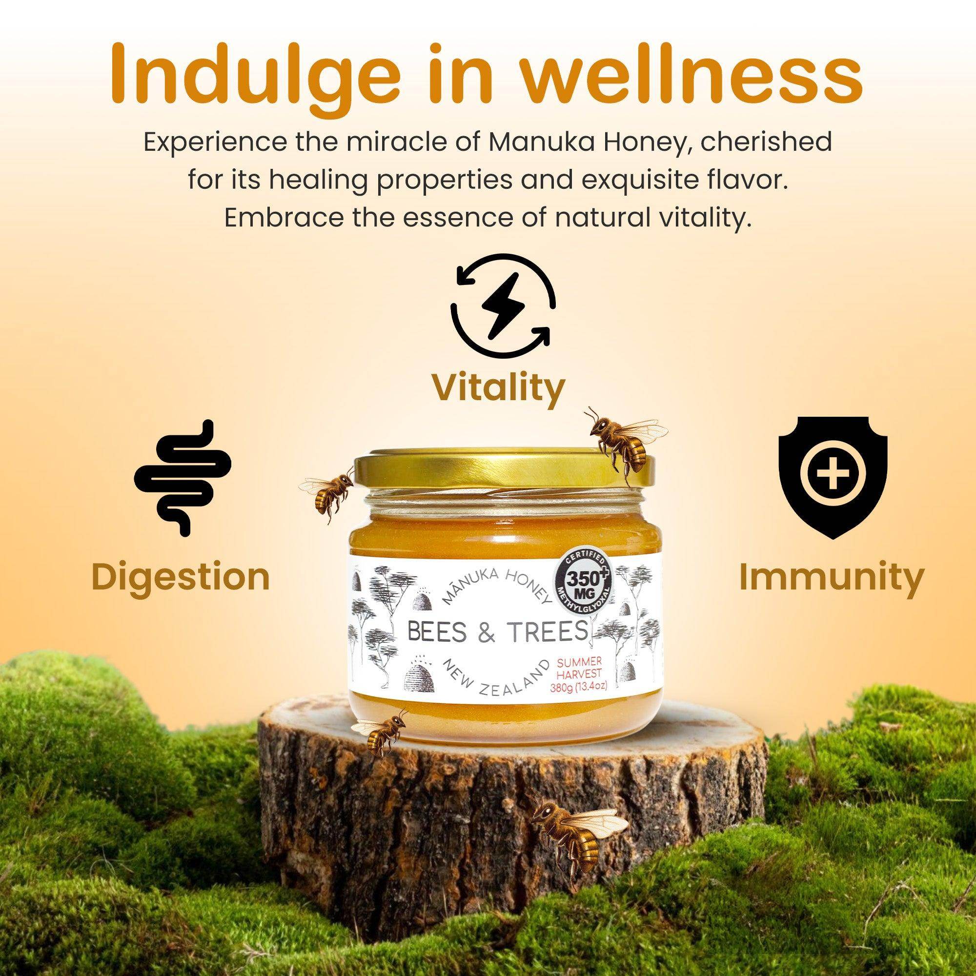 Mānuka Honey Mid-Activity 350+ MGO/kg - Bees & Trees Manuka Honey