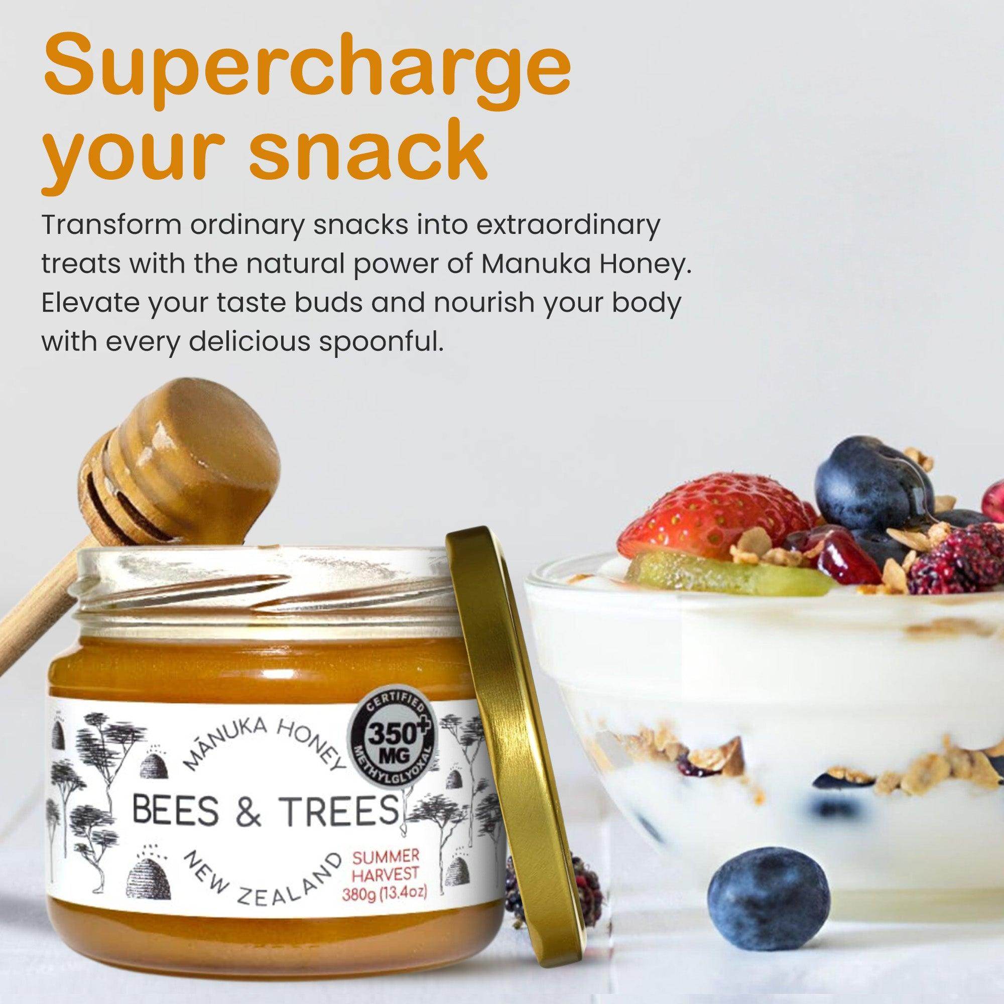 Mānuka Honey Mid-Activity 350+ MGO/kg - Bees & Trees Manuka Honey