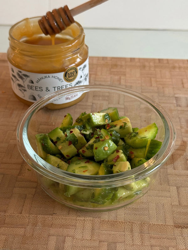 Cucumber Avocado Salad with Manuka Honey Dressing